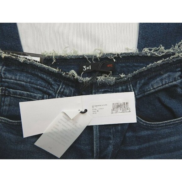 26 3x1 NYC Women's TIN COO W4 Raw Edge Shelter Distressed Waist & Hem Crop Jeans - Picture 5 of 11